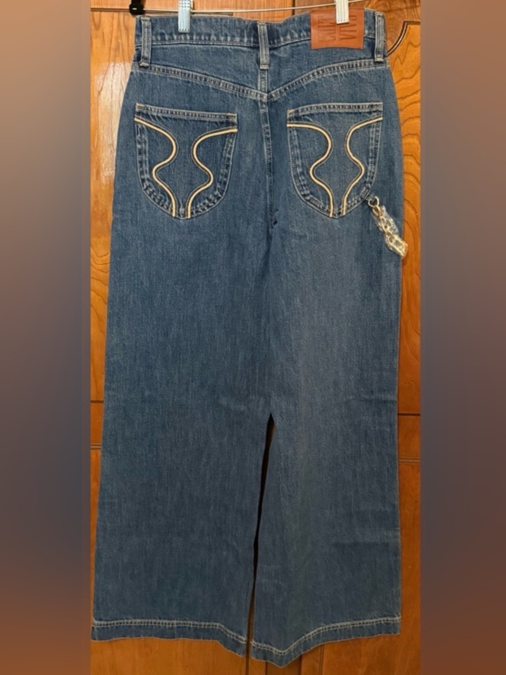 Cult Gaia X Gap Wide-Leg Jeans With Detachable Gold Chain Sz 28 - Picture 7 of 9